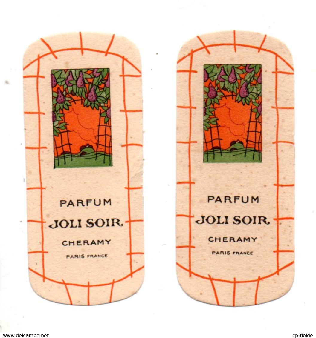 2 CARTES PARFUMÉES . PARFUM " JOLI SOIR " . CHERAMY PARIS - Réf. N°24499 - - Zonder Classificatie