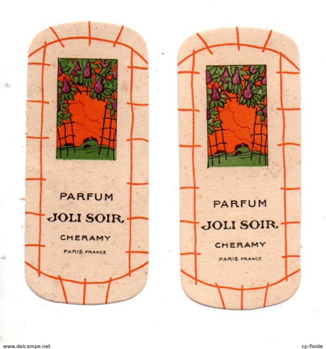 2 CARTES PARFUMÉES . PARFUM " JOLI SOIR " . CHERAMY PARIS - Réf. N°24500 - - Non Classificati