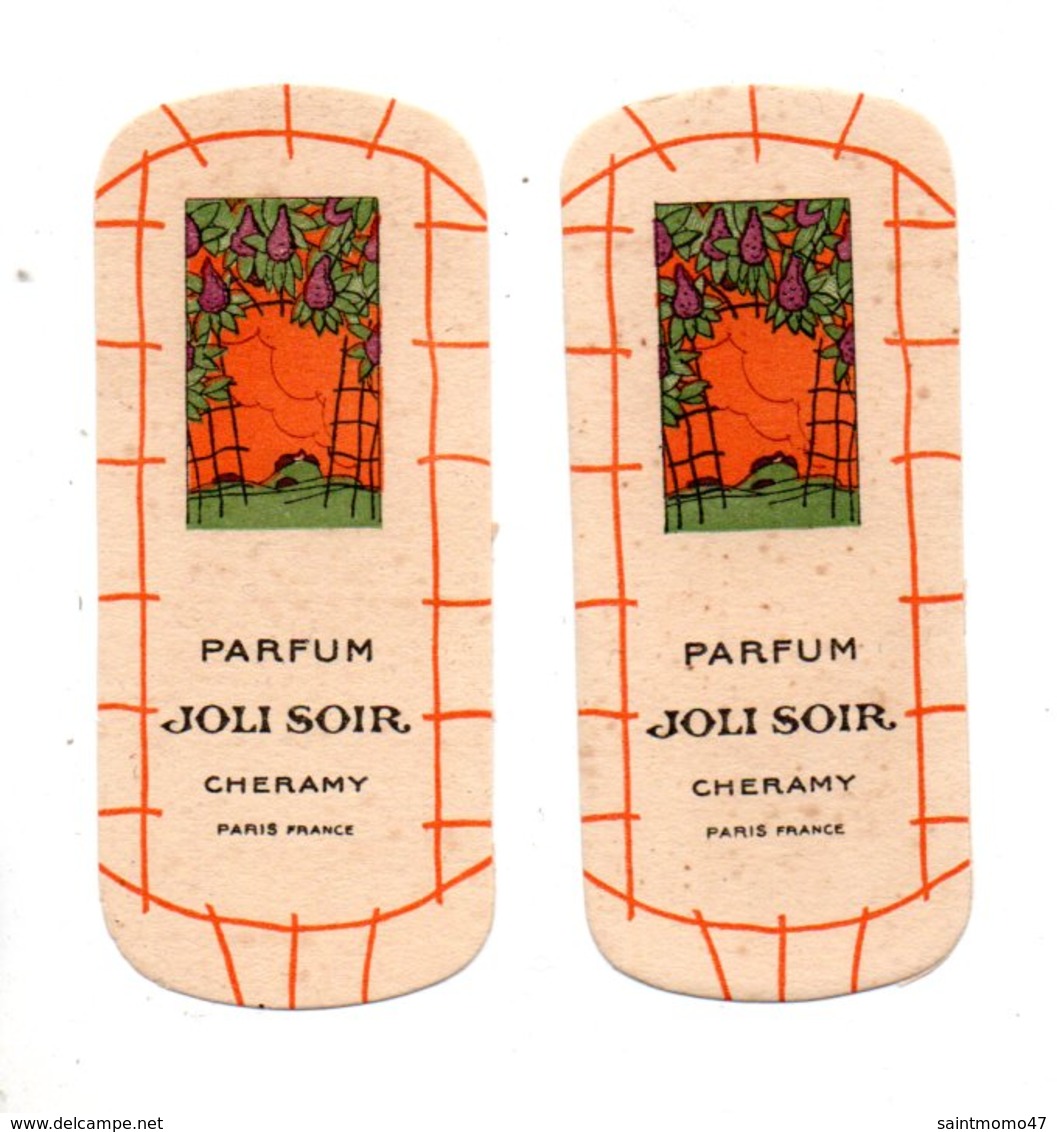 2 CARTES PARFUMÉES . PARFUM " JOLI SOIR " . CHERAMY PARIS - Réf. N°10165 - - Ohne Zuordnung