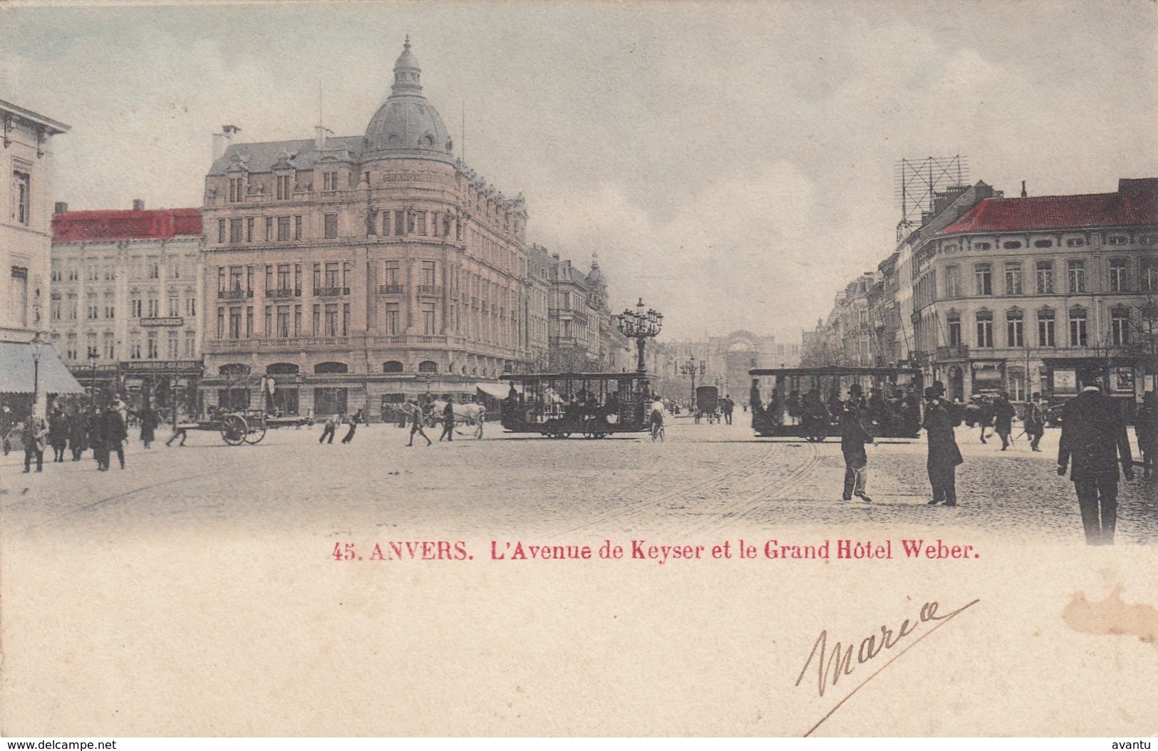 ANTWERPEN / KEYSERLEI EN GRAND HOTEL WEBER / TRAM / TRAMWAYS  1902 - Antwerpen