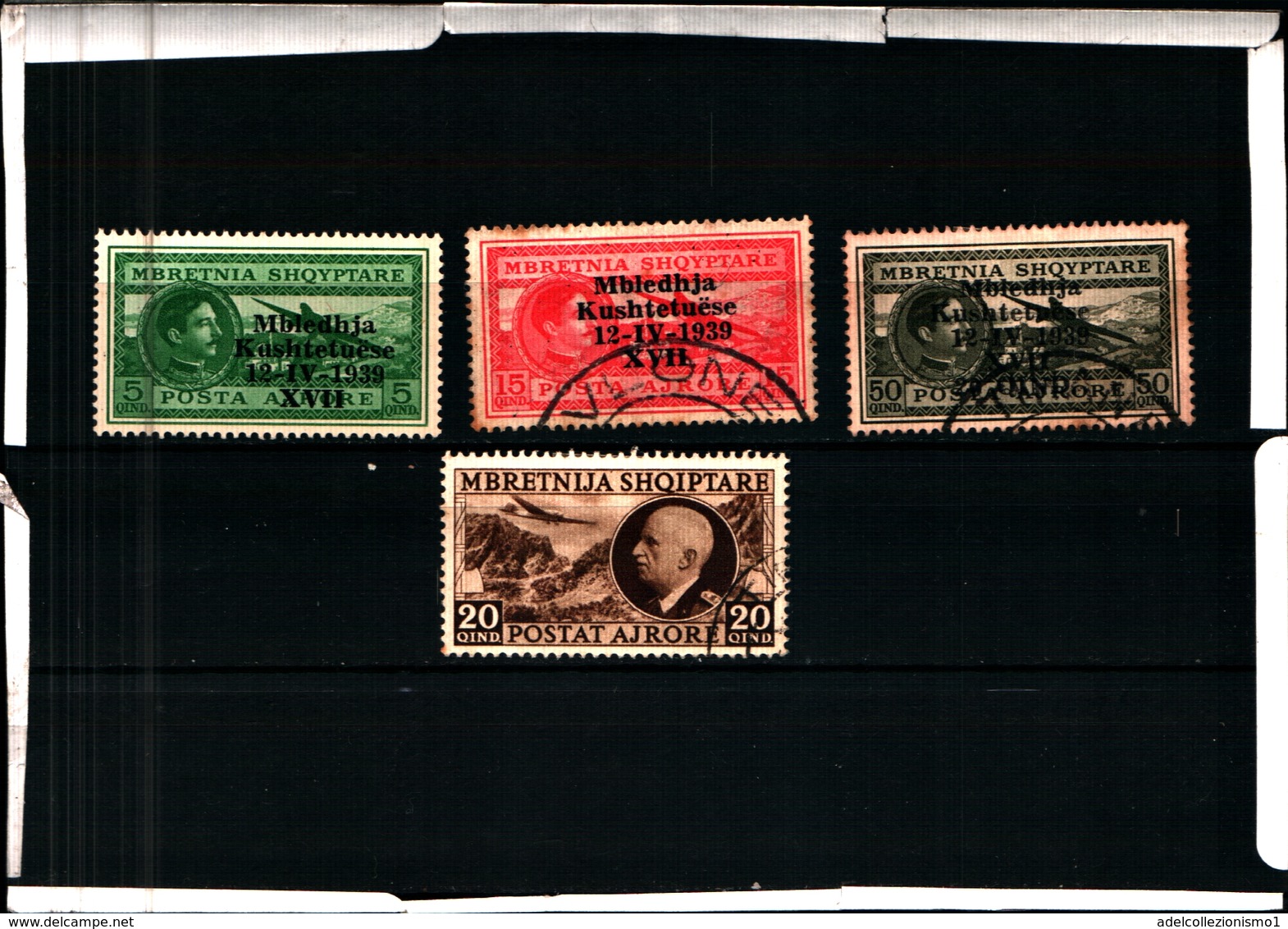 93465) ITALIA-.Albania- Assemblea Costituente - POSTA AEREA - 12 Aprile 1939-4 VALORI-USATI - Albanie