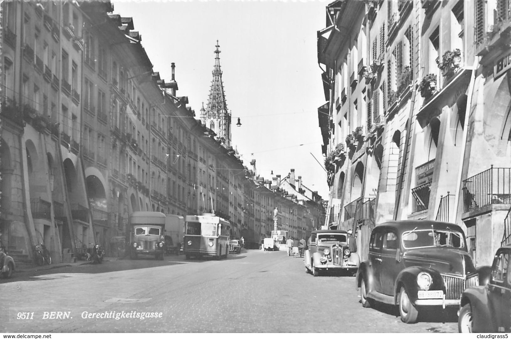 1118 "BERNA -(SVIZZERA) GERECHIGKEITSGASSE"ANIMATA  AUTO ANNI 40 ORIGINALE - Berna