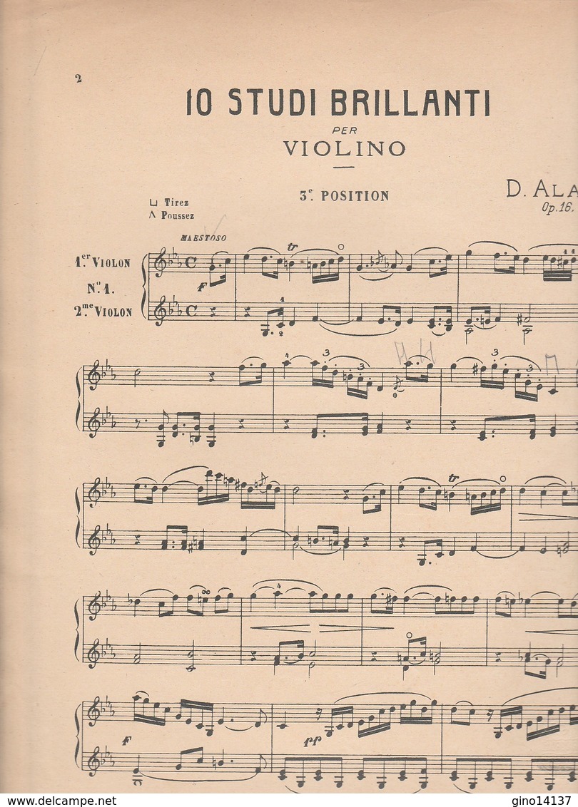 Spartito 10 Studi Brillanti Per Violino - DELFINO ALARD - G. RICORDI & CO. - Opéra