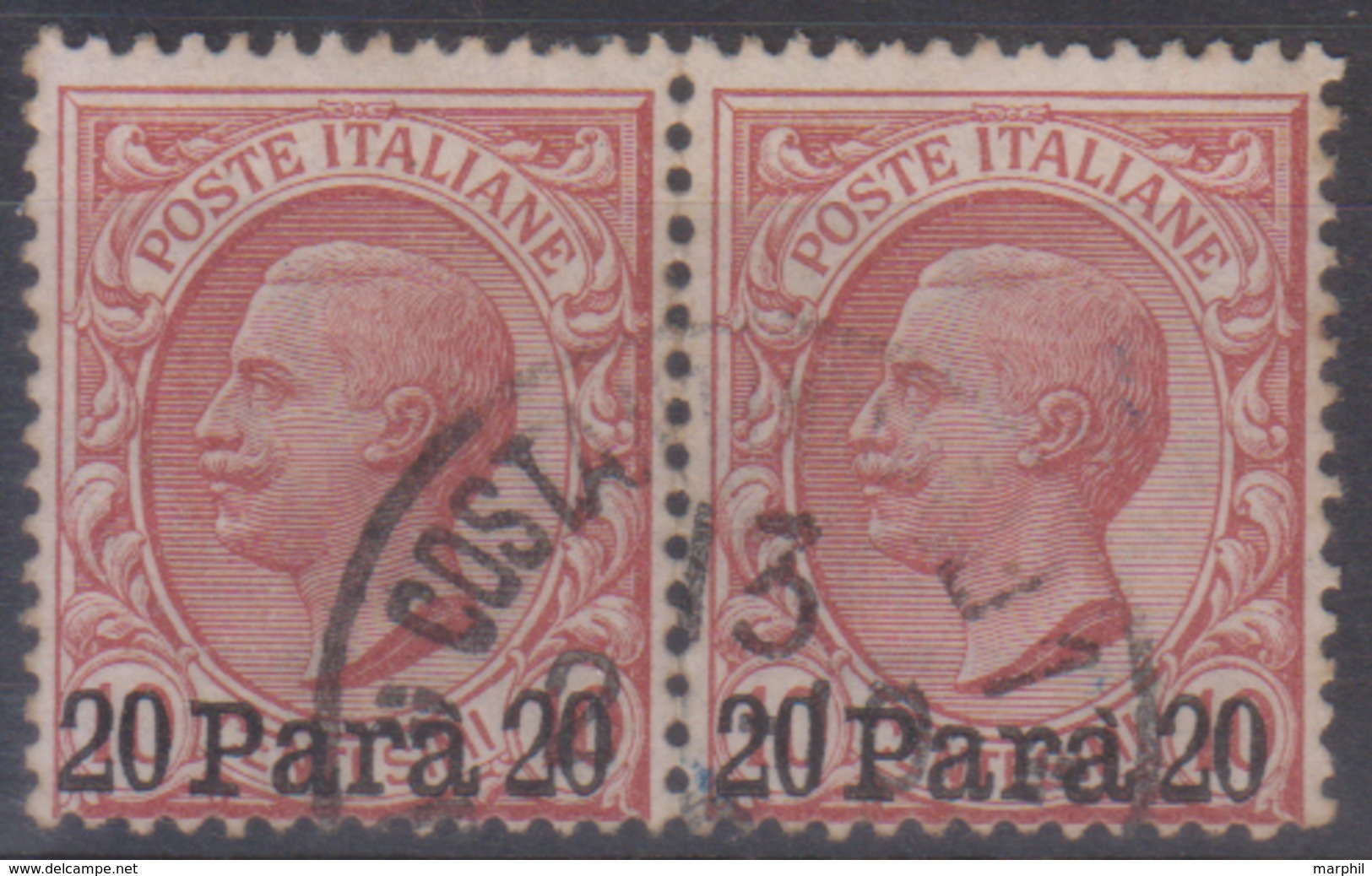 Levante Italiano Albania 1907 SaN°11 Coppia 2v (o) Vedere Scansione - Albania