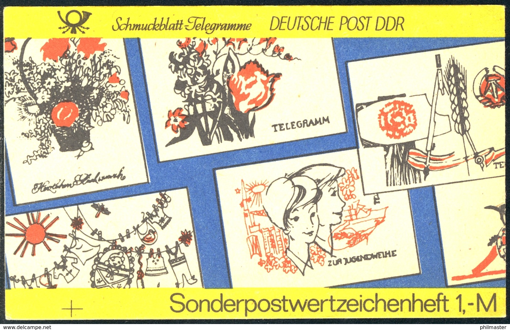 SMHD 19 Telegramme 1985 Mit DDF Auf 4.DS Kreuz Am Unterrand Links, ** - Carnets