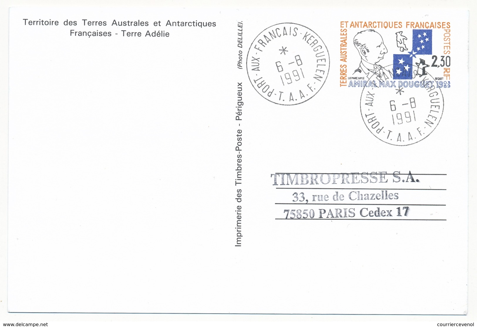 TAAF - 5 X Entier Postal Amiral Max Douguet - Obli St Martin, Dumont D'Urville, Alfred Faure, Port Aux Français Et Neuf - Postwaardestukken