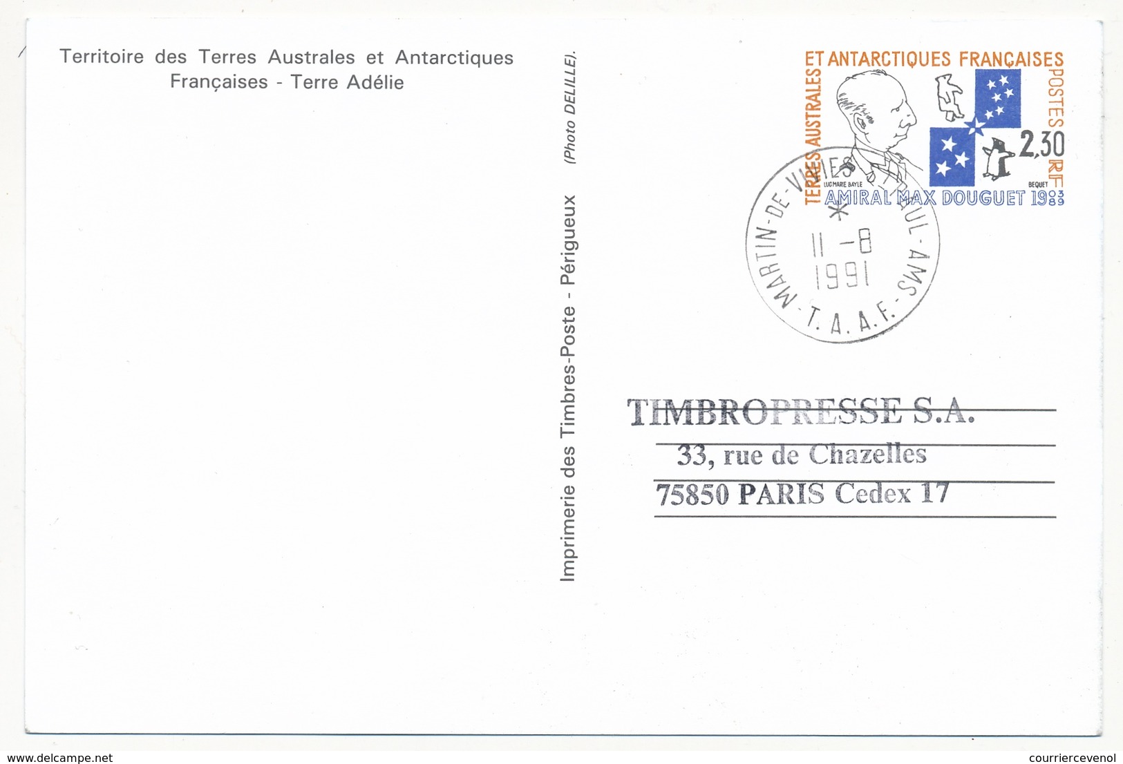 TAAF - 5 X Entier Postal Amiral Max Douguet - Obli St Martin, Dumont D'Urville, Alfred Faure, Port Aux Français Et Neuf - Ganzsachen