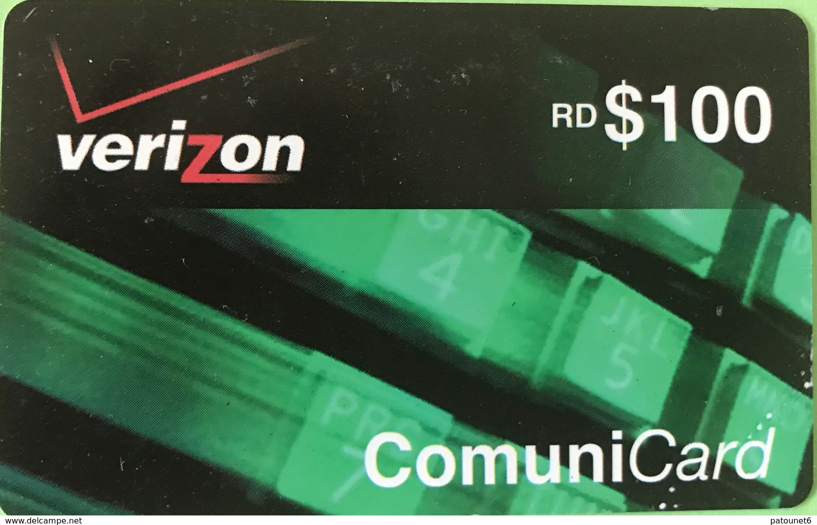 DOMINICAINE  -  Prepaid  - Comuni-Card - Verizon -  RD$100 - Dominicana