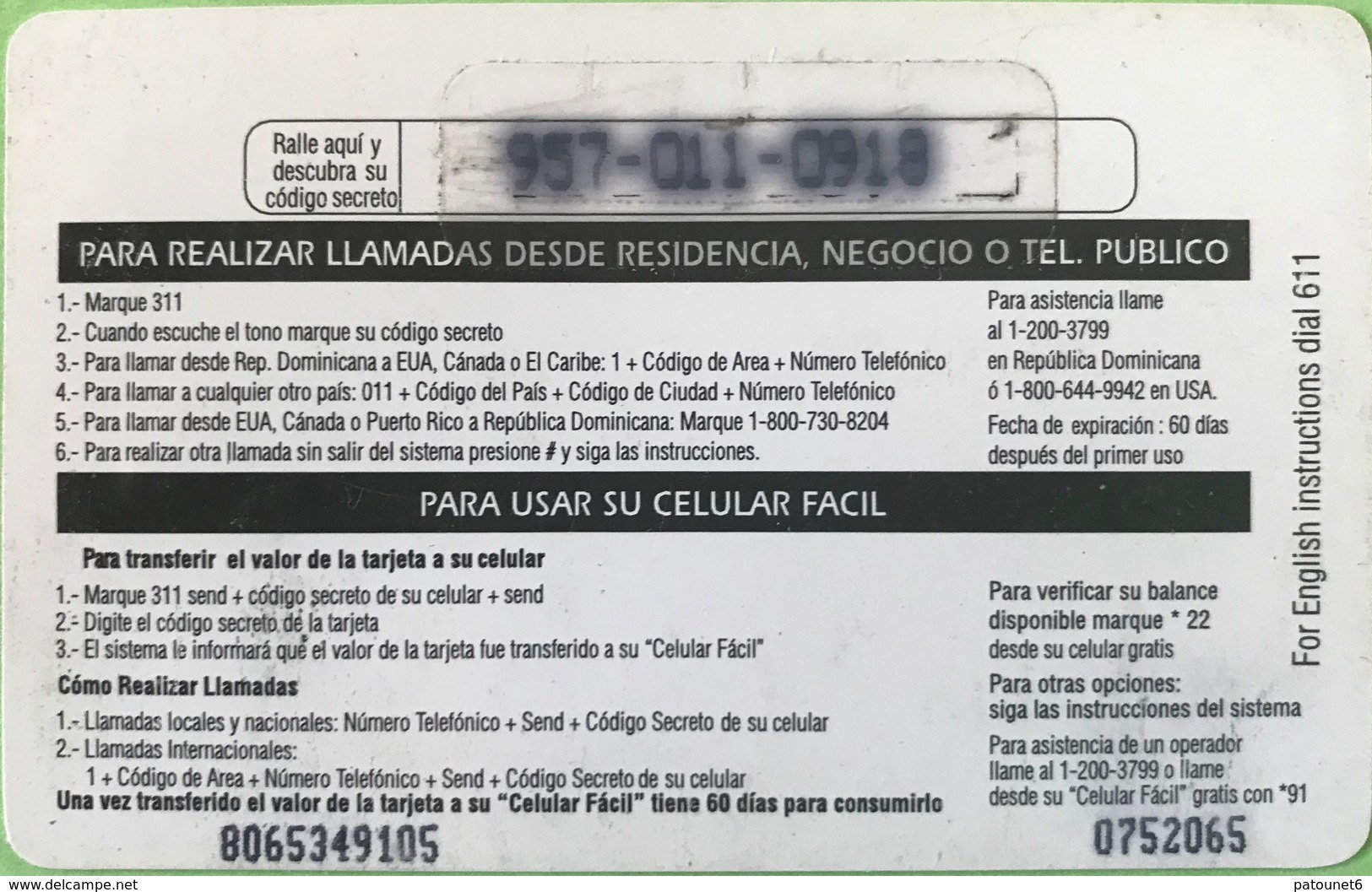 DOMINICAINE  -  Prepaid  - Comuni-Card - Codetel -  RD$45 - Dominicana