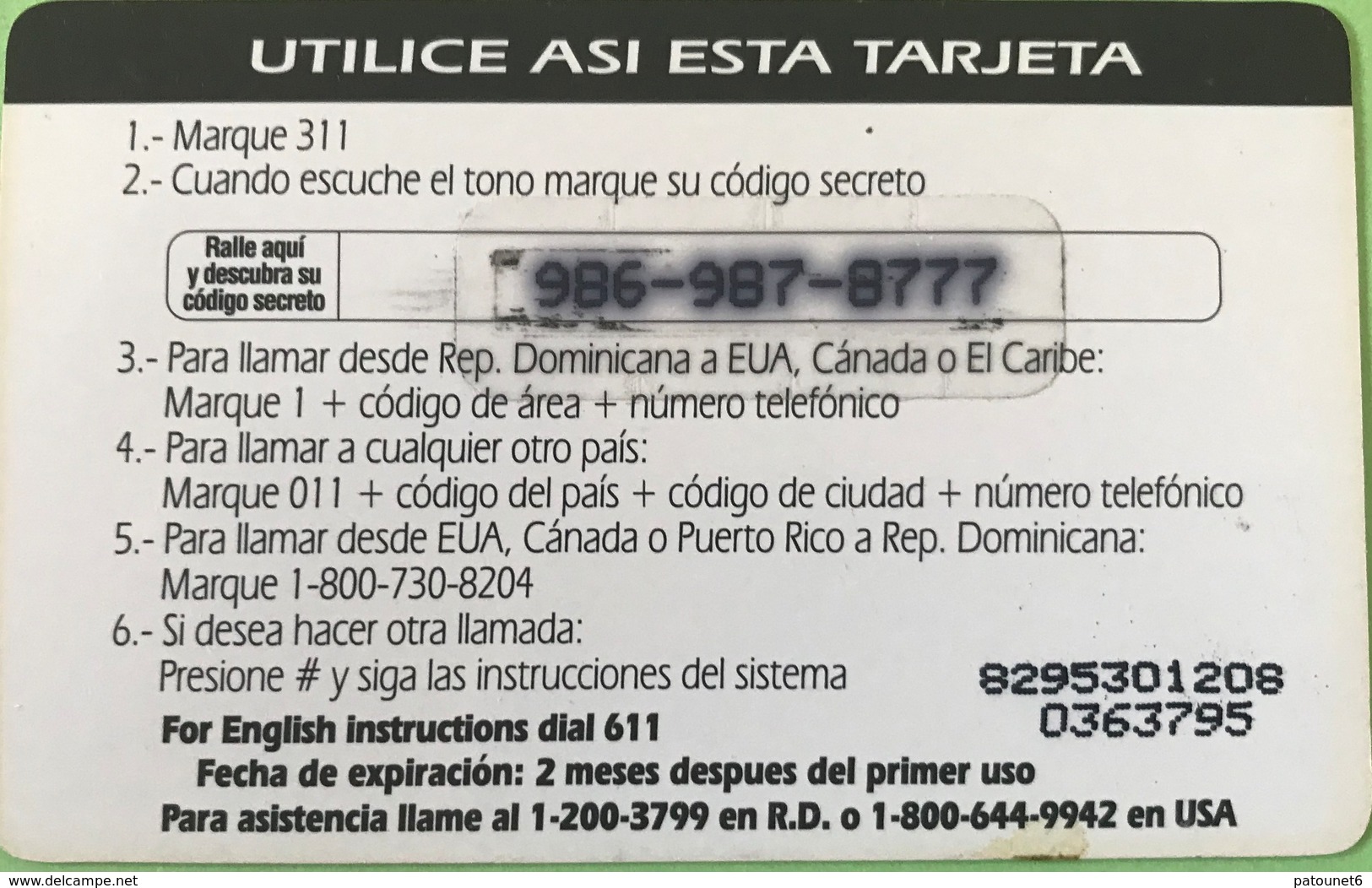 DOMINICAINE  -  Prepaid  - Comuni-Card - Codetel -  RD$25 - Dominicana