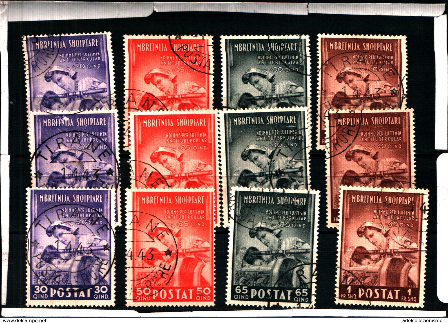 93477) ITALIA-.Albania- Opere Antitubercolari - 1 Aprile 1943 - 4 6VALORI -USATI - Albania