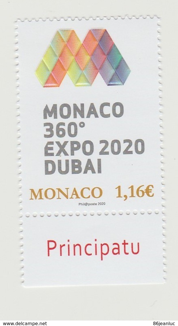 MONACO 2020 - EXPOSITION UNIVERSELLE DUBAÏ 2020 - NEUF **, En Bord De Feuille. - Ongebruikt