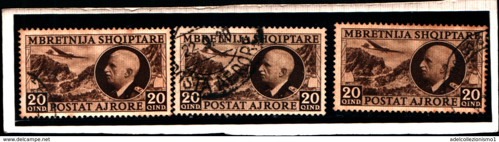 93478) ITALIA-.Albania-20 Q. Vittorio Emanuele III - POSTA AEREA - 4 Agosto 1939  -UN PEZZO-USATI - Albanie