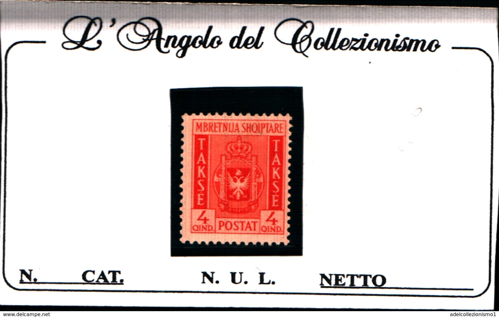 93481) ITALIA-.Albania-4 Q.-Stemma - Segnatasse - 1 Marzo 1940   -UN PEZZO-MLH* - Albania