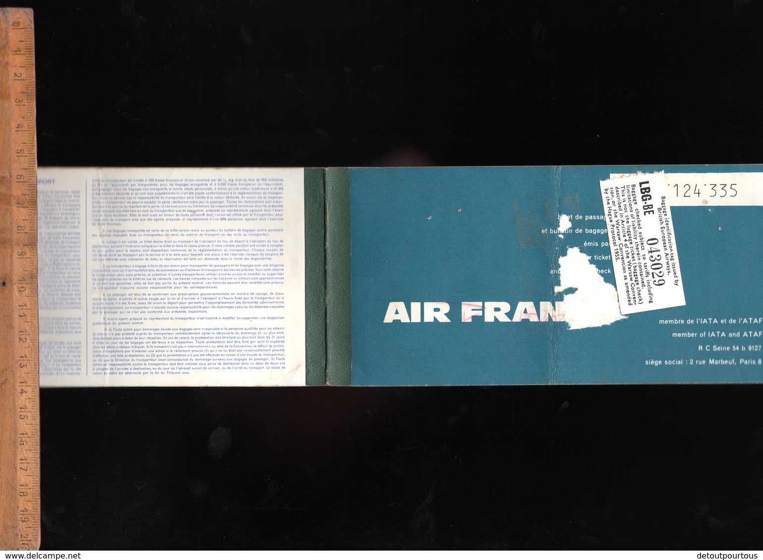 Billet D'avion AIR FRANCE 1957 Paris Dublin London Paris  Passenger Ticket - Europa