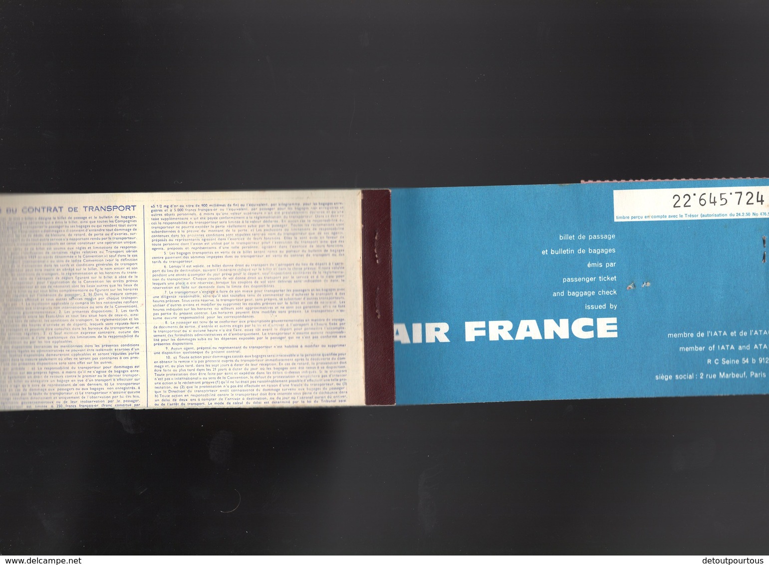 Billet D'avion AIR FRANCE 1963 Paris Jersey Guernesey Paris  Passenger Ticket & BEA Baggage Claim Tag - Europe