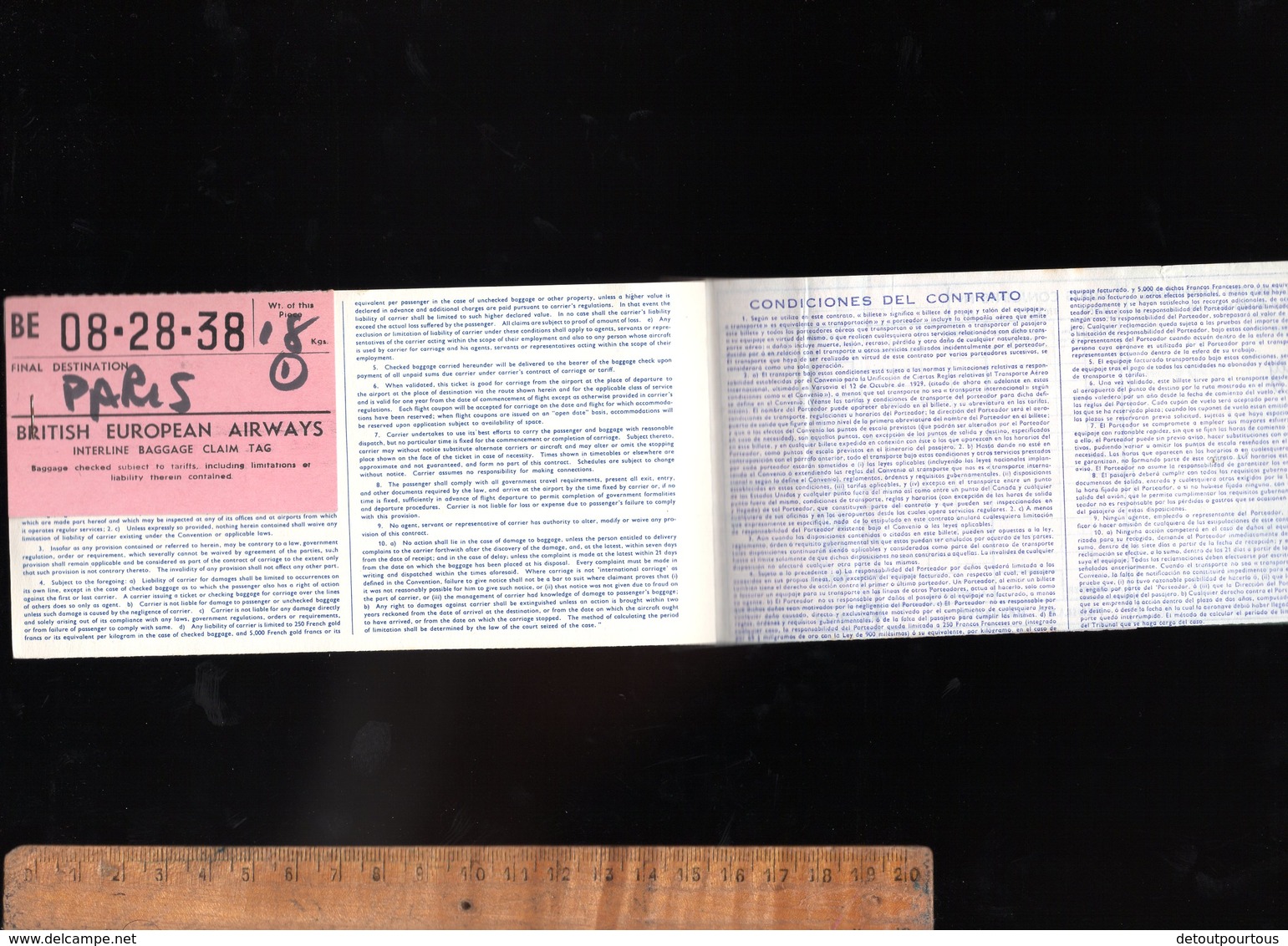 Billet D'avion AIR FRANCE 1963 Paris Jersey Guernesey Paris  Passenger Ticket & BEA Baggage Claim Tag - Europa