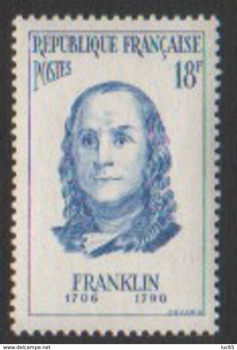 France Neuf Sans Charnière  1956  Célébrité Siences Physiques Politique Benjamin Franklin    YT 1085 - Nuevos