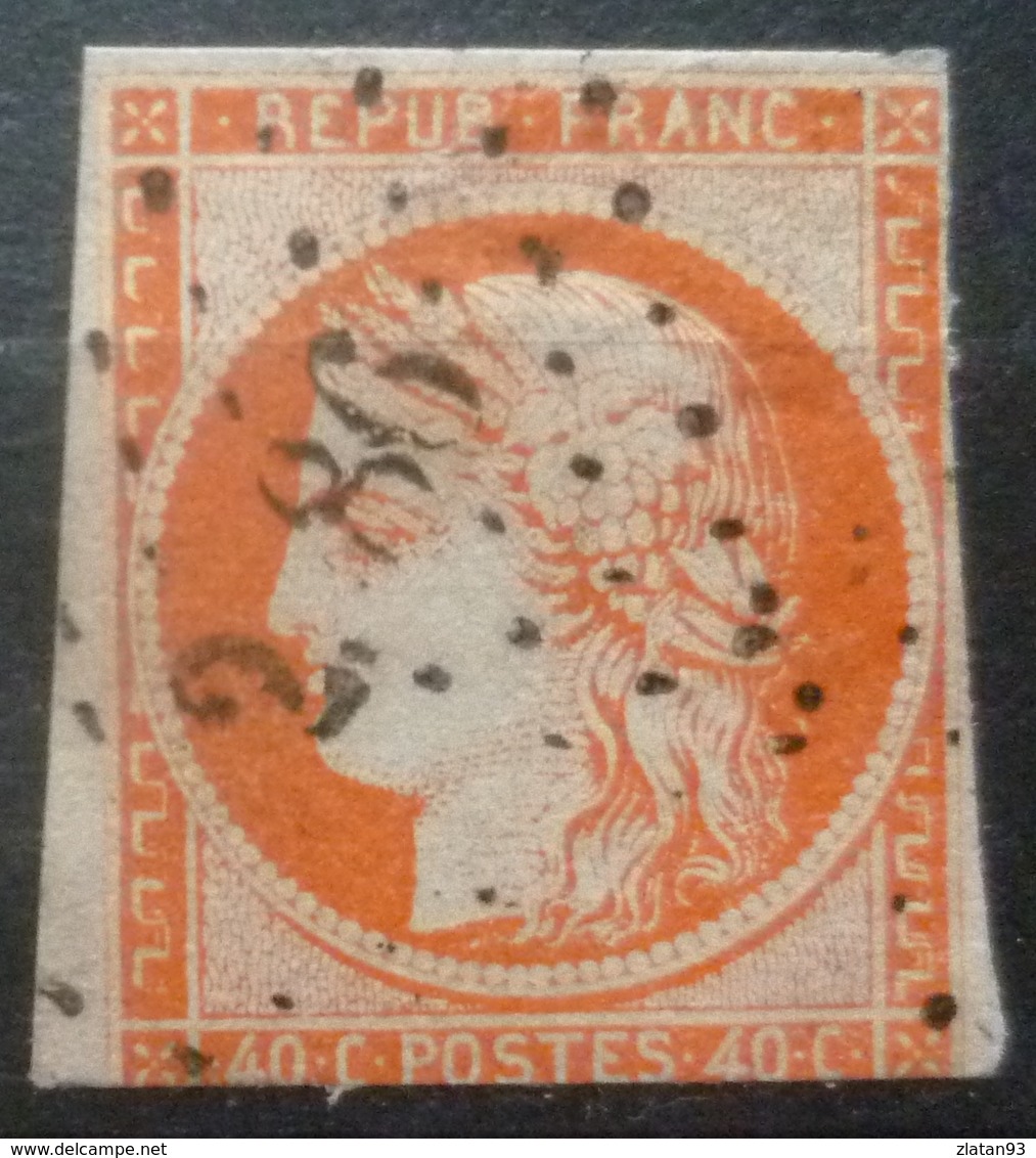 CERES N°5a 40c Orange Vif Oblitéré Losange PC Cote 550 Euro - 1849-1850 Cérès