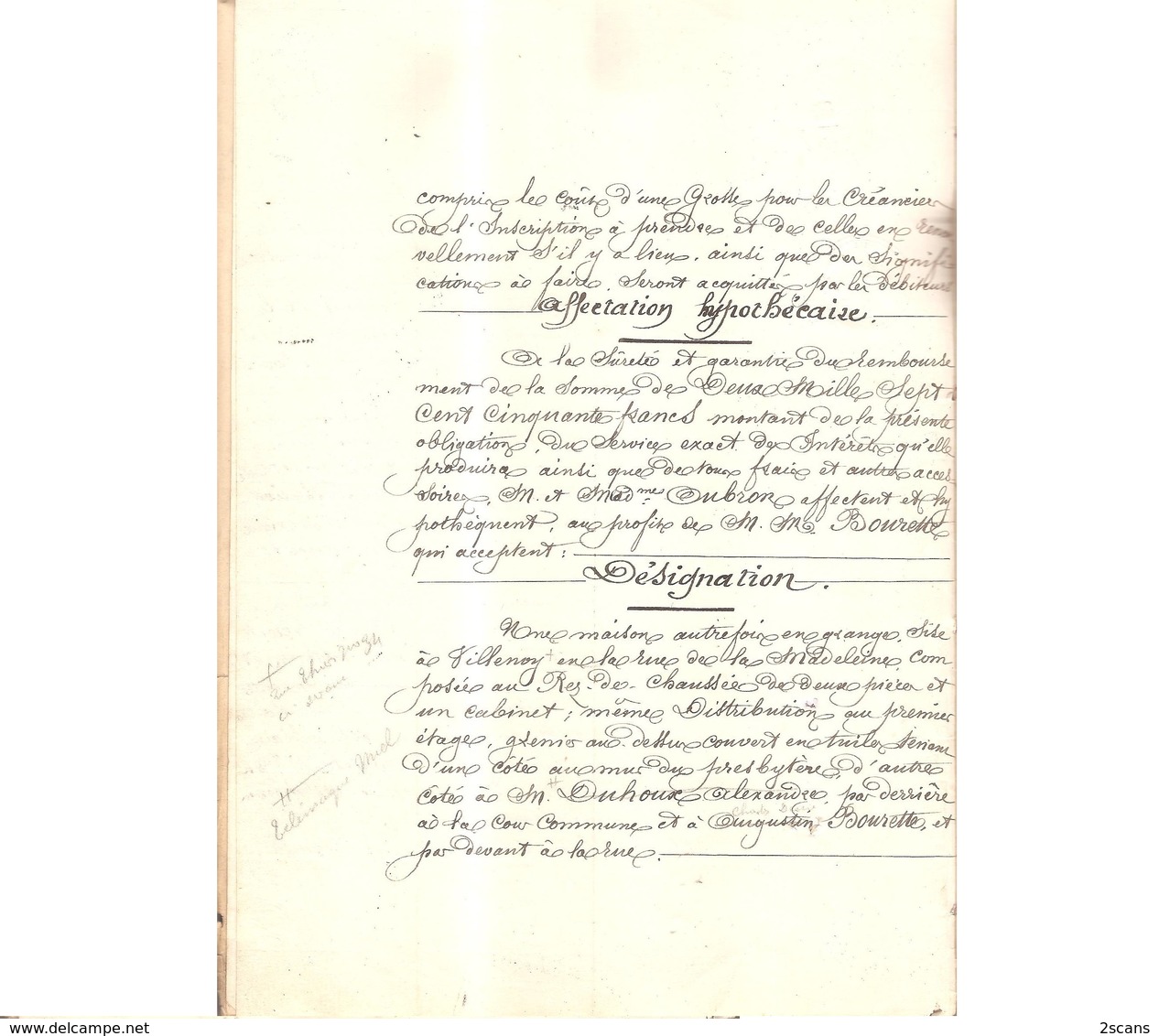 77 - VILLENOY - Obligation Par Mme Vve OUBRON (née DUHOUX) Et M. Et Mme Louis OUBRON, à M. M. Charles Et Henri BOURETTE - Villenoy