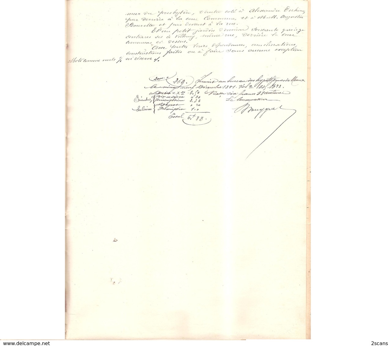 77 - VILLENOY - Obligation par Mme Vve OUBRON (née DUHOUX) et M. et Mme Louis OUBRON, à M. M. Charles et Henri BOURETTE
