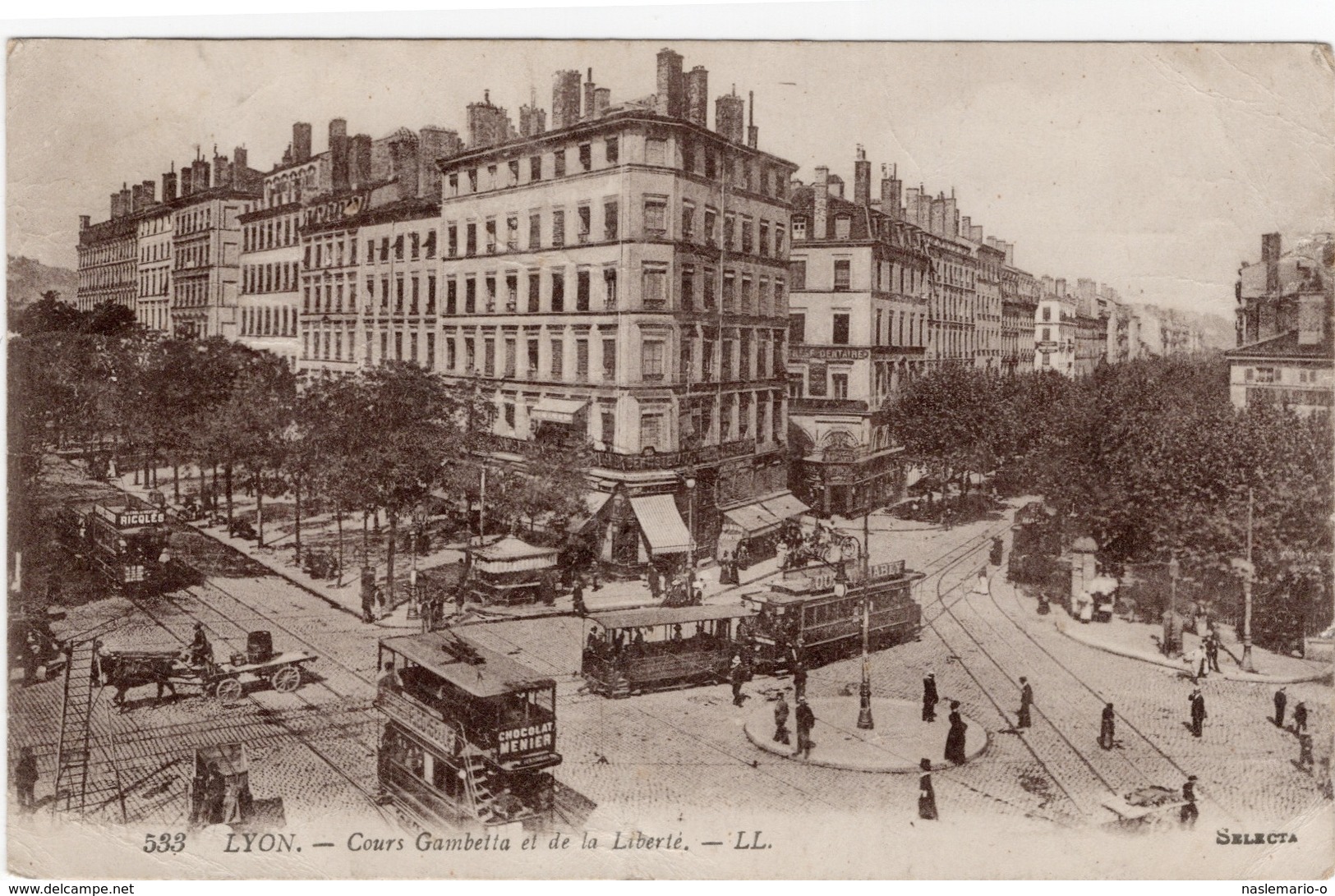 CPA 69 LYON Cours Gambetta Et De La Liberté 1919 - Très Belle Animation Avec Tramway, Bus, Cariole... - Lyon 5