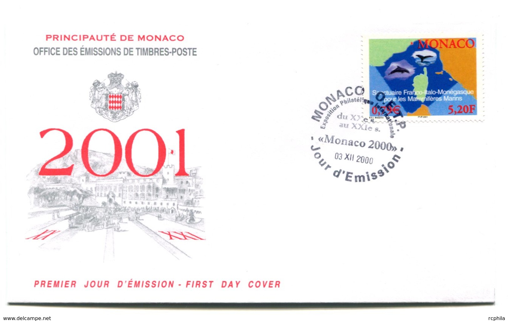 RC 16206 MONACO 2000 SANCTUAIRE POUR LES MAMMIFÈRES MARINS FDC 1er JOUR TB - FDC