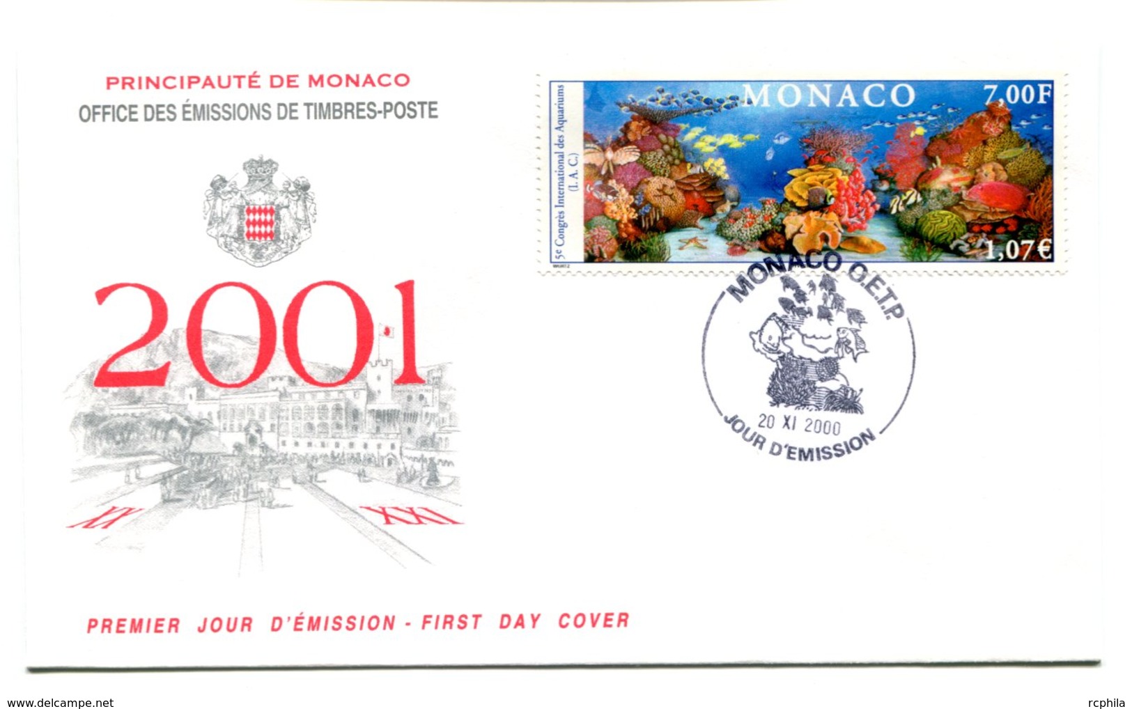 RC 16208 MONACO 2000 CONGRÈS DES AQUARIUMS FDC 1er JOUR TB - FDC