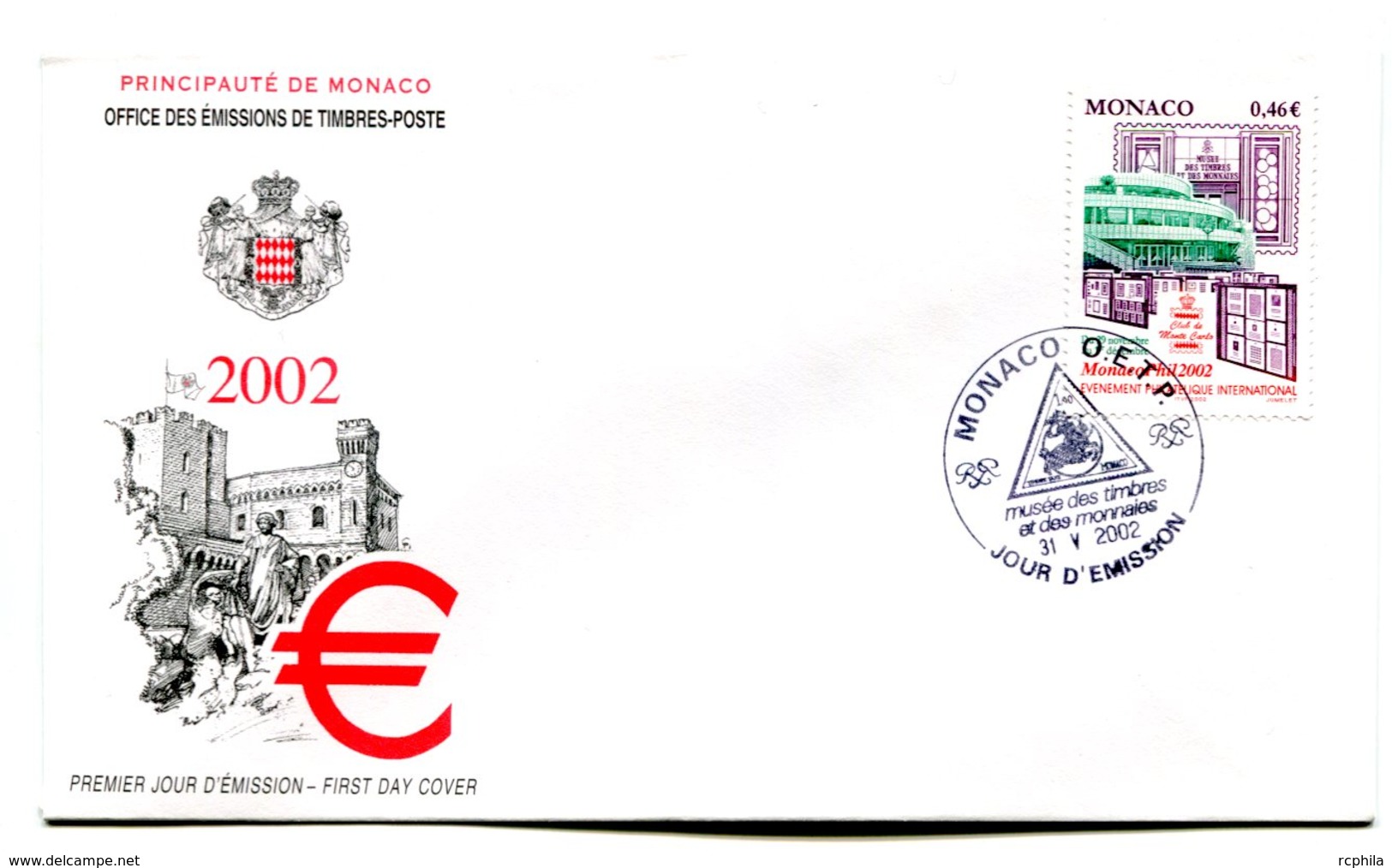 RC 16213 MONACO 2002 EVENEMENT PHILATELIQUE FDC 1er JOUR TB - FDC