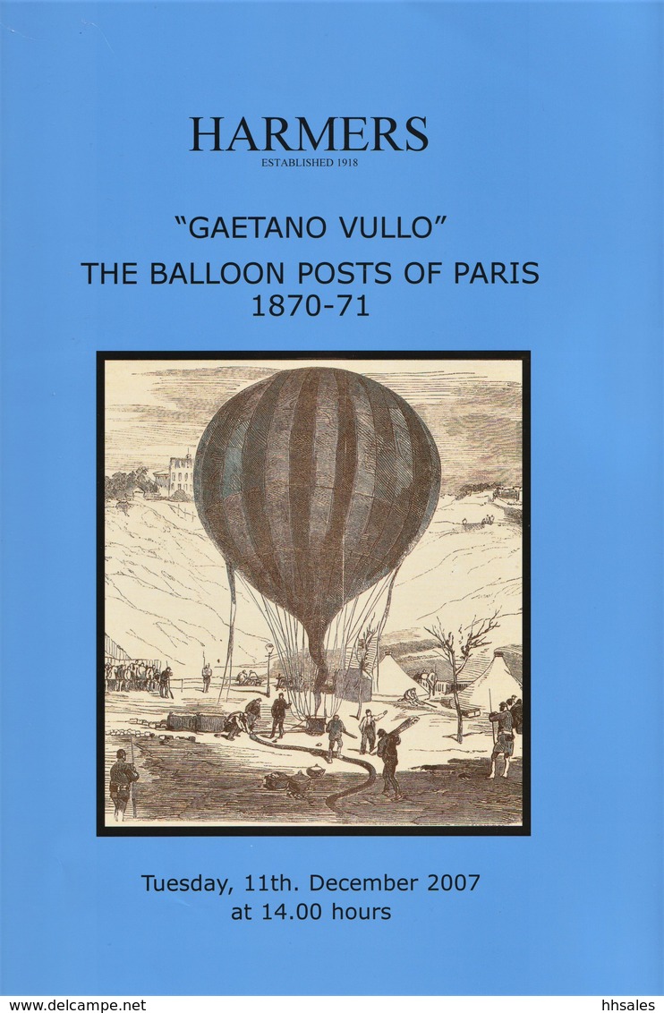 France, The BALLOON POSTS Of PARIS 1870-71, Gaetano Vullo Collection, Auction Catalogue - Catalogues De Maisons De Vente