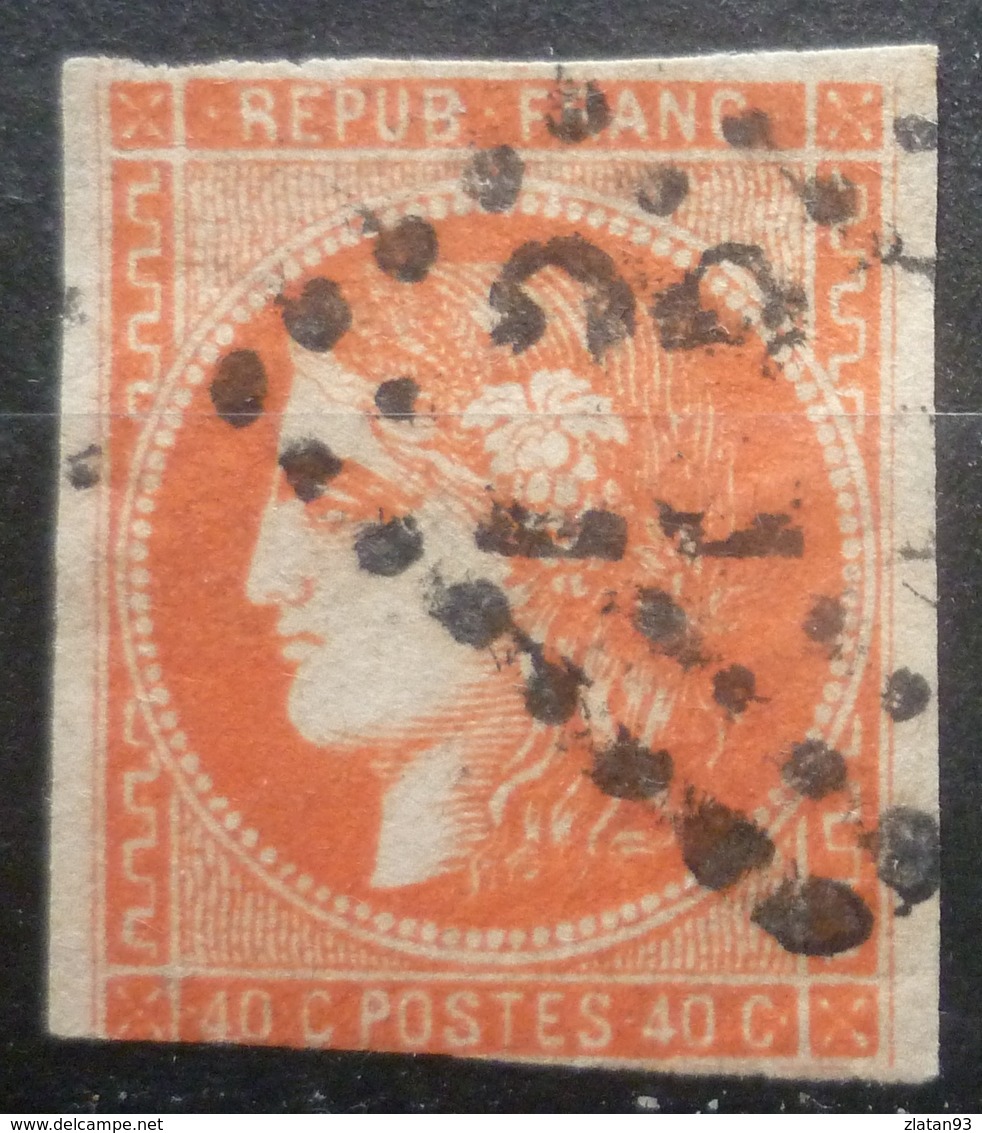 BORDEAUX N°48a 40c Orange Vif Oblitéré Losange GC Cote 250 Euro - 1870 Emissione Di Bordeaux