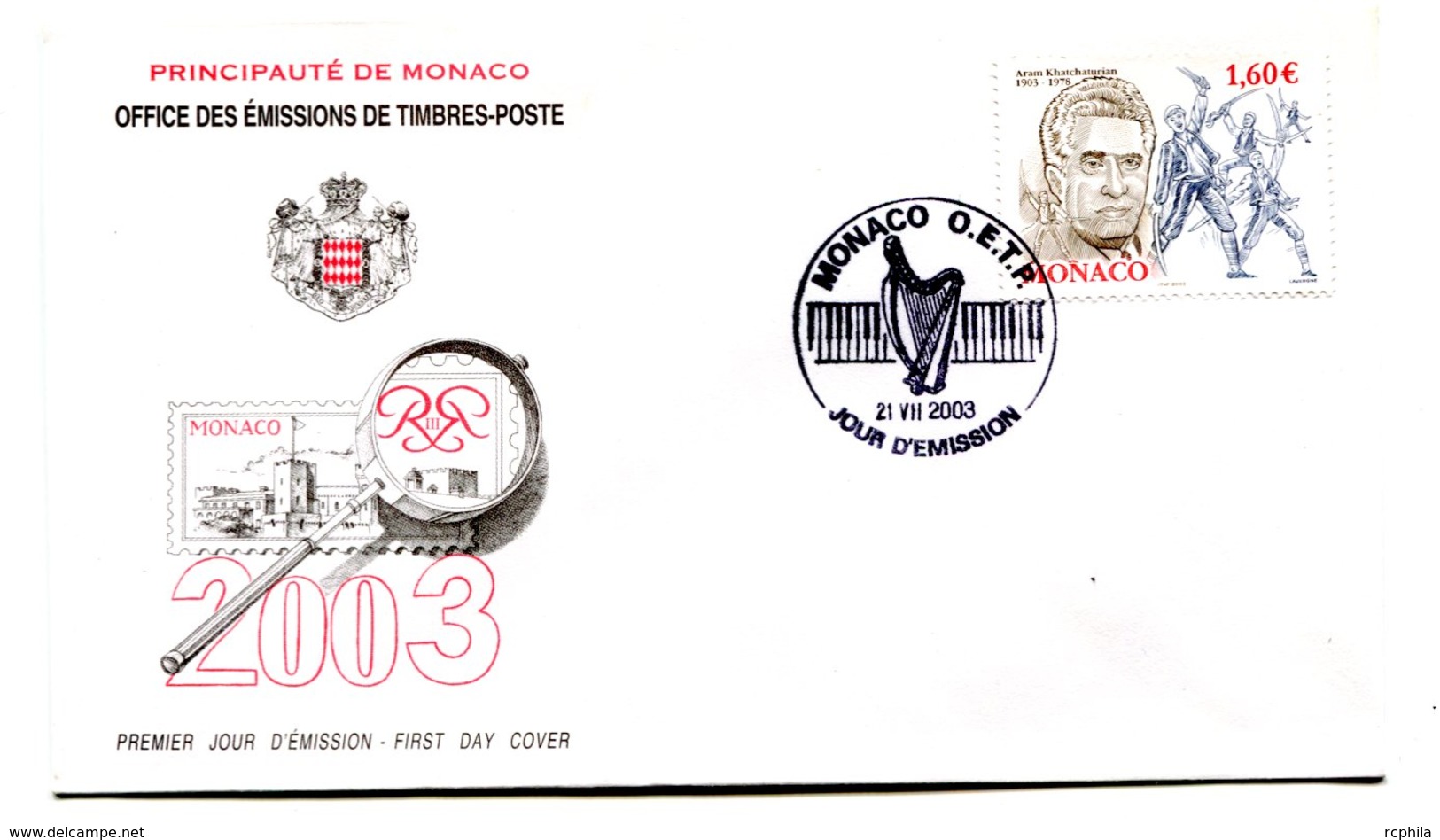 RC 16238 MONACO 2003 ARAM KHATCHATURIAN FDC 1er JOUR TB - FDC