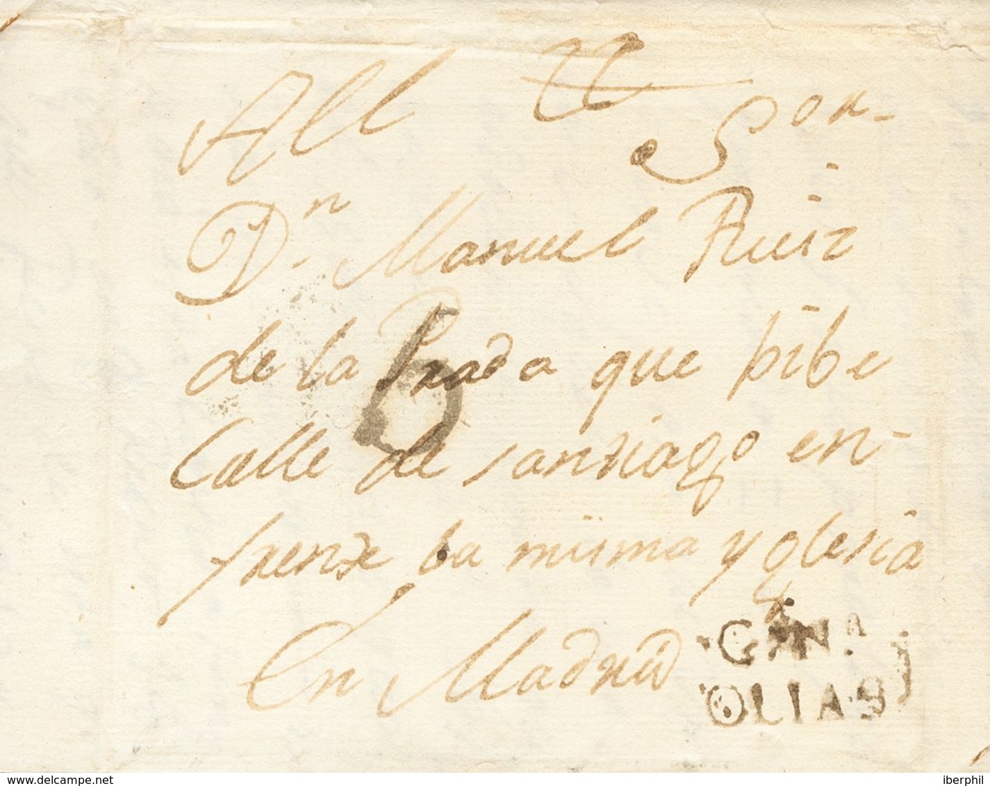 1819. BARGAS (TOLEDO) A MADRID. Marca Cª.Nª. / OLIAS, En Tinta De Escribir De Olías Del Rey (P.E.1) Edición 2004. MAGNIF - Autres & Non Classés