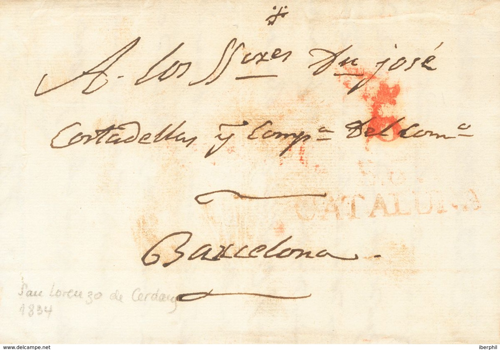 1834. SAN LORENZO DE CERDANS (GERONA) A BARCELONA. Marca B.6º / CATALUÑA, En Rojo De Besalú (P.E.1) Edición 2004. MAGNIF - Sonstige & Ohne Zuordnung