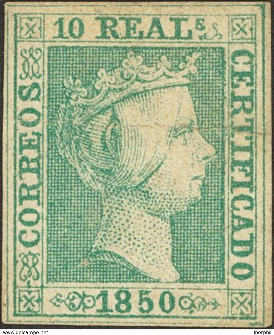 10 Reales Verde (doblez Horizontal). MAGNIFICO. Cert. CEM. - Other & Unclassified