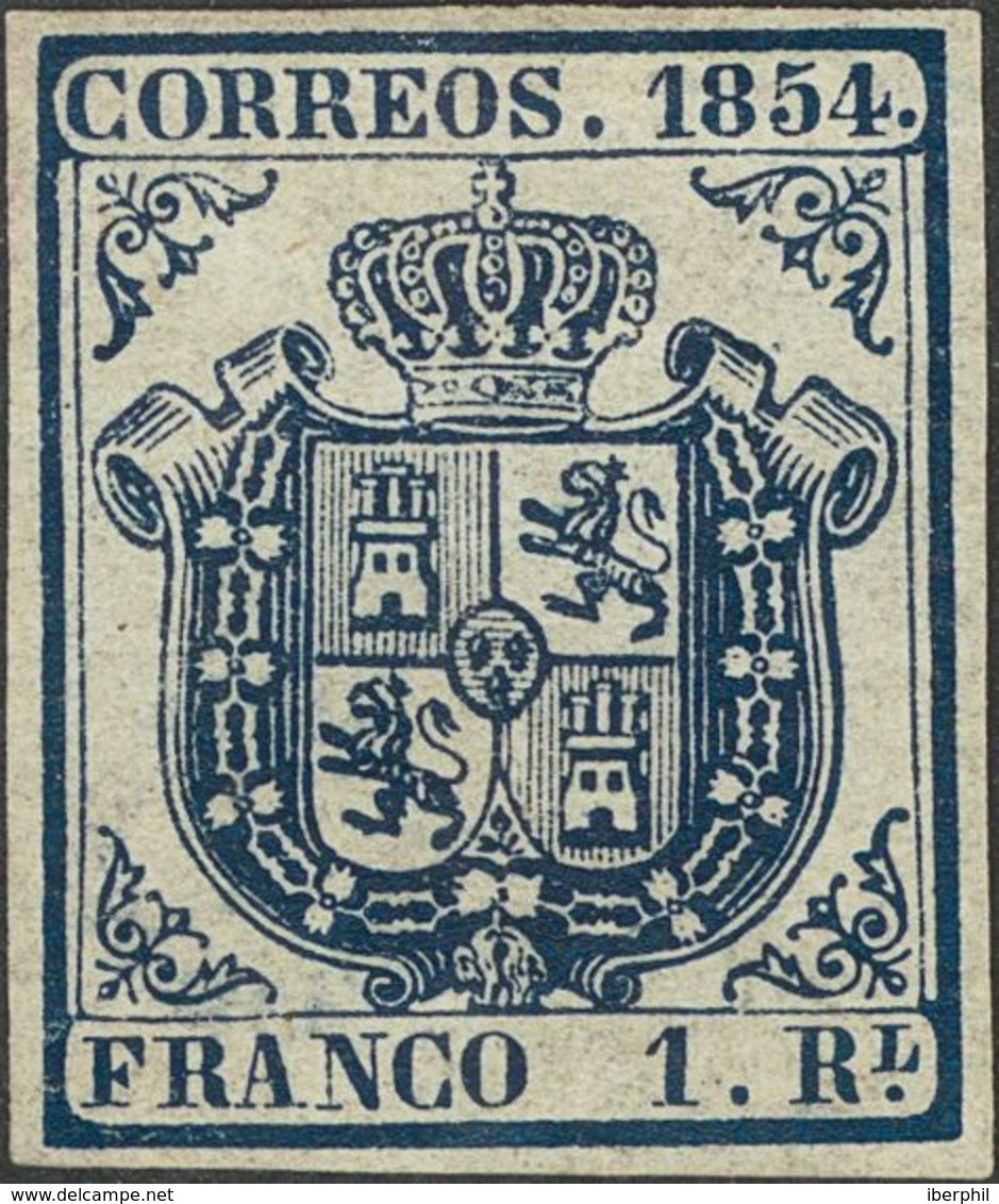 1 Real Azul Oscuro. Color Excepcional Y Grandes Márgenes. PIEZA DE LUJO Y DE ENORME BELLEZA. Cert. COMEX. - Sonstige & Ohne Zuordnung