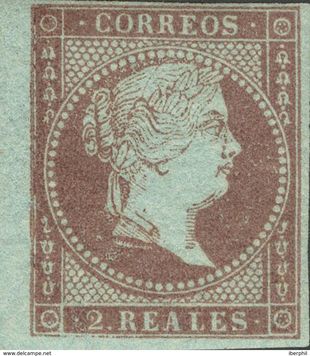 2 Reales Violeta, Borde De Hoja. PIEZA DE LUJO. Cert. GRAUS. - Other & Unclassified