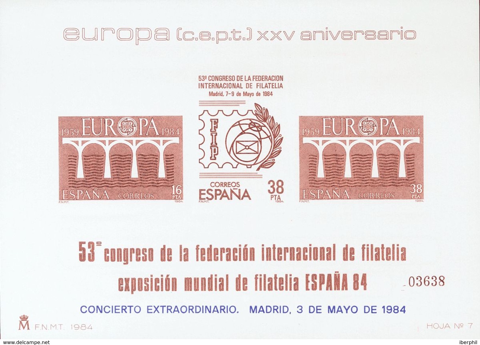 Pruebas De Lujo. ESPAÑA 84, Con Sobrecarga CONCIERTO EXTRAORDINARIO MADRID 3 DE MAYO DE 1984. MAGNIFICAS. - Autres & Non Classés