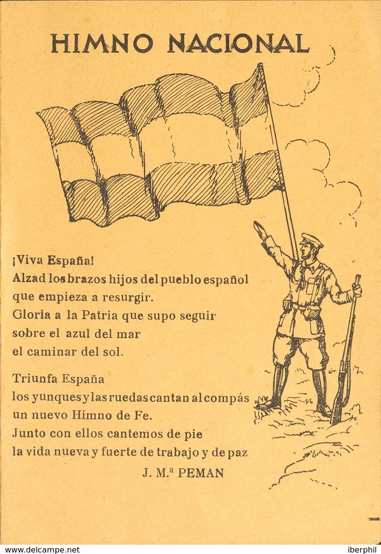 Carpetilla Patriótica Con Fotografía Interior E HIMNO NACIONAL, De José María Pemán. MAGNIFICA. - Sonstige & Ohne Zuordnung