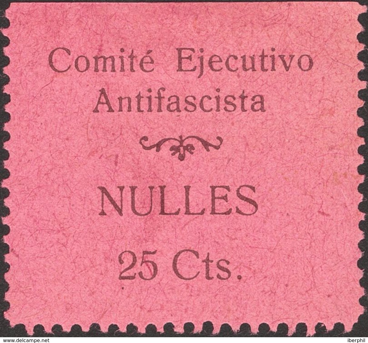 25 Cts Negro Sobre Rosa. NULLES (TARRAGONA). MAGNIFICO Y MUY RARO. (Allepuz 3, Fesofi 6) - Autres & Non Classés