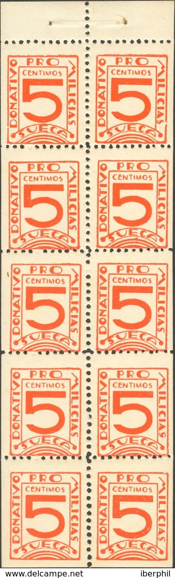 5 Cts Rojo, Bloque De Diez (hojita De Carnet). SUECA (VALENCIA). MAGNIFICO Y RARO. (Fesofi, 13) - Sonstige & Ohne Zuordnung