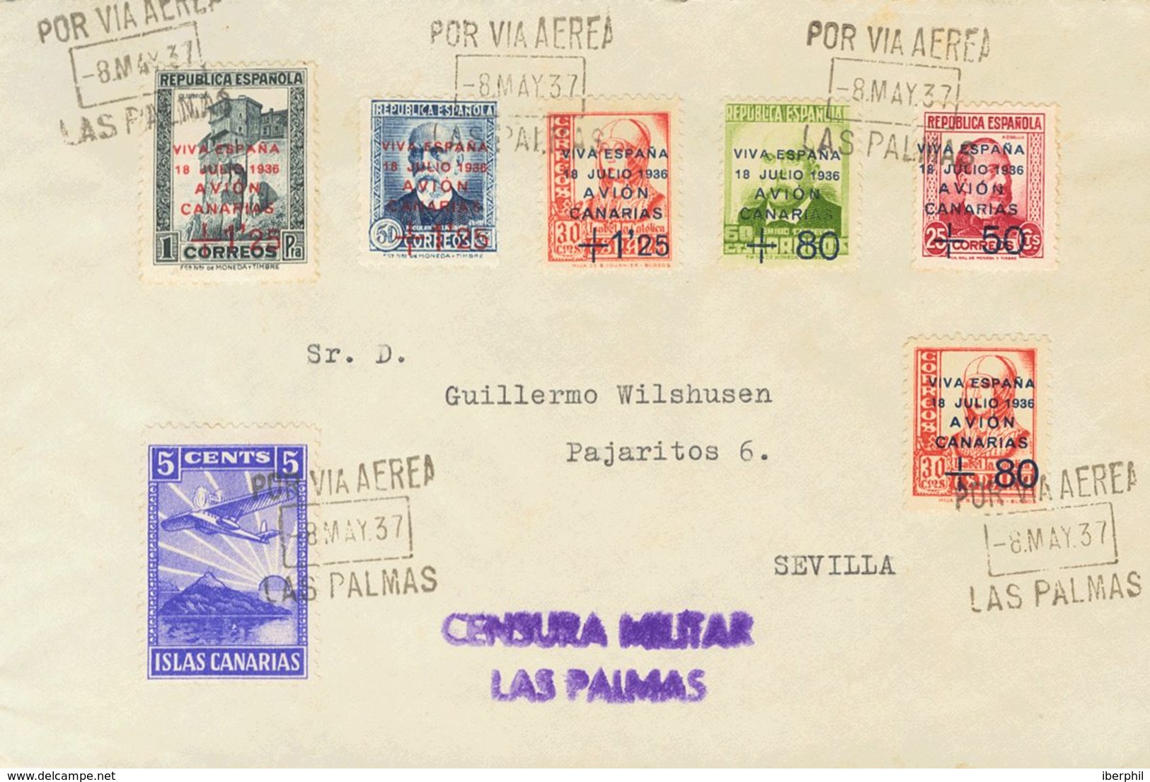 1937. Serie Completa Y Benéfico De 5 Cts. LAS PALMAS A SEVILLA. MAGNIFICA. - Other & Unclassified