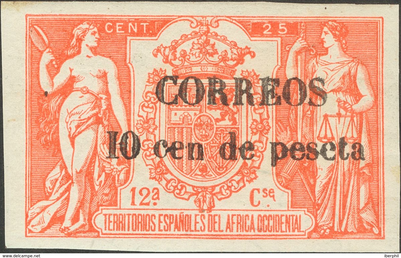 10 Cts Sobre 25 Cts Naranja. Variedad SIN "1909". MAGNIFICO Y RARO. (Edifil 2018: 200€) - Other & Unclassified