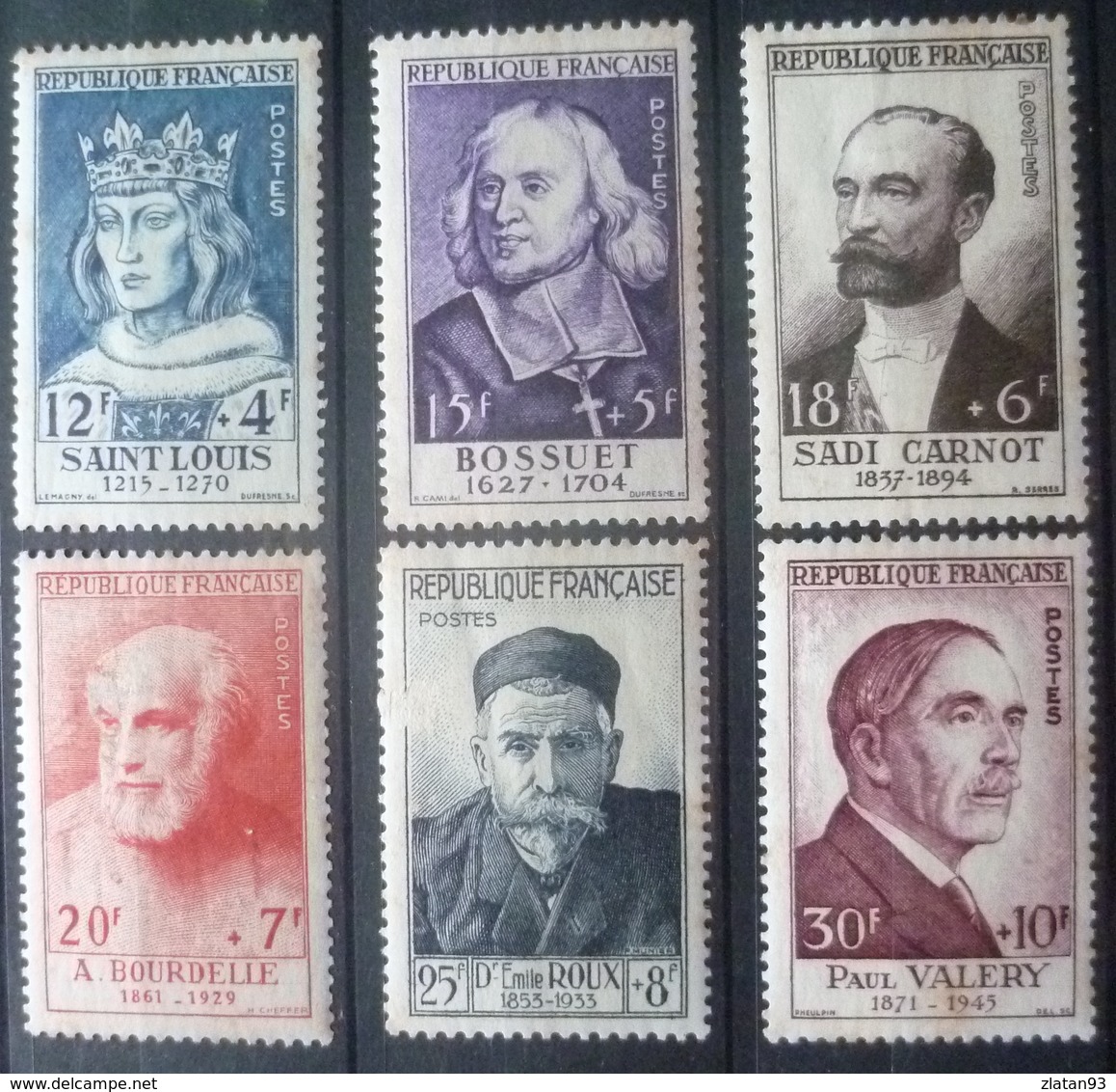 SERIE PERSONNAGES CELEBRES De 1954 (PAUL VALERY) N°989 à 994 NEUF** / * Cote 110 Euro - Oblitérés