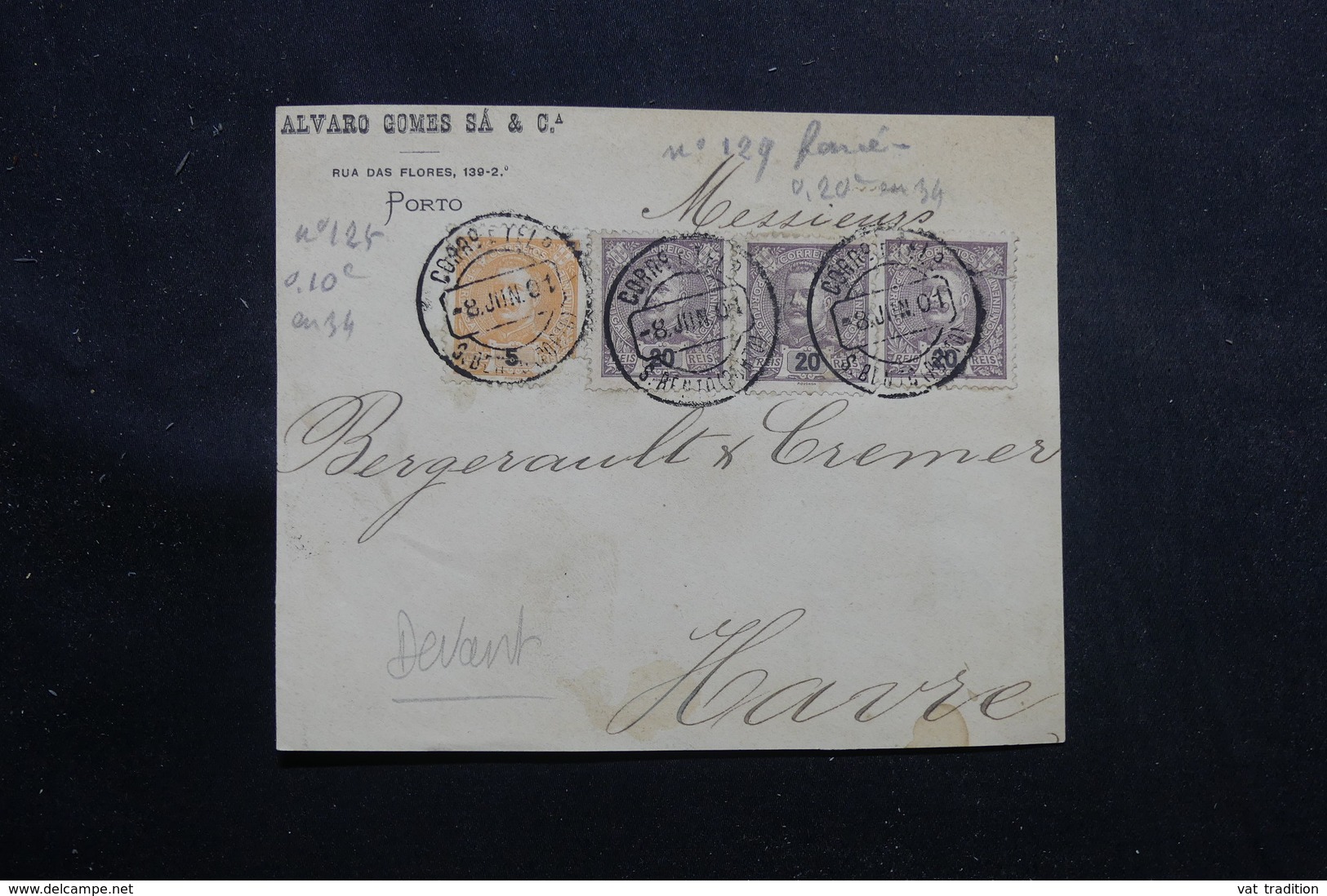 PORTUGAL - Devant D'enveloppe Commerciale De Porto Pour La France En 1901, Affranchissement Plaisant - L 56136 - Covers & Documents
