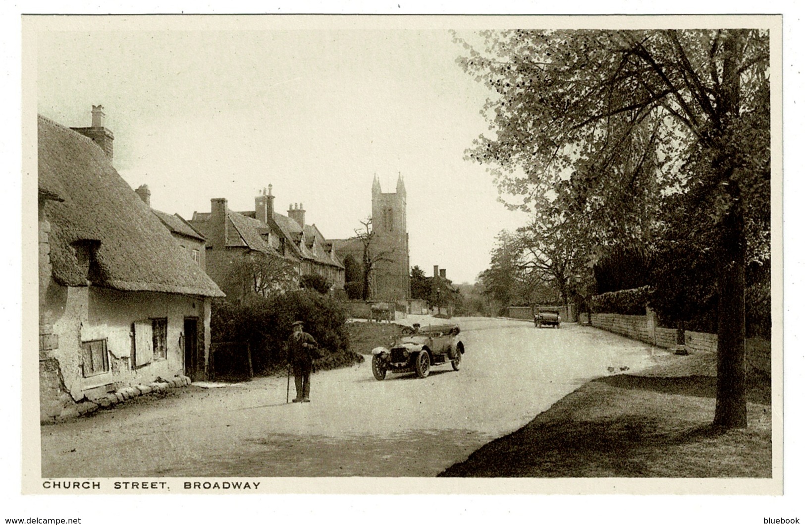 Ref 1348 - Early Postcard - Car On Church Street - Broadway Worcestershire - Sonstige & Ohne Zuordnung