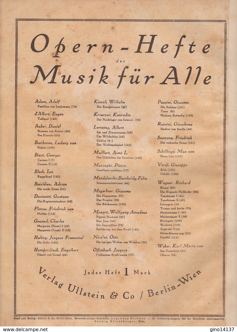 Spartito Musik Fur Alle 125 GOTTERDAMMERUNG Di R. Wagner - Verlag Ullstein & Co - Compositeurs De Comédies Musicales