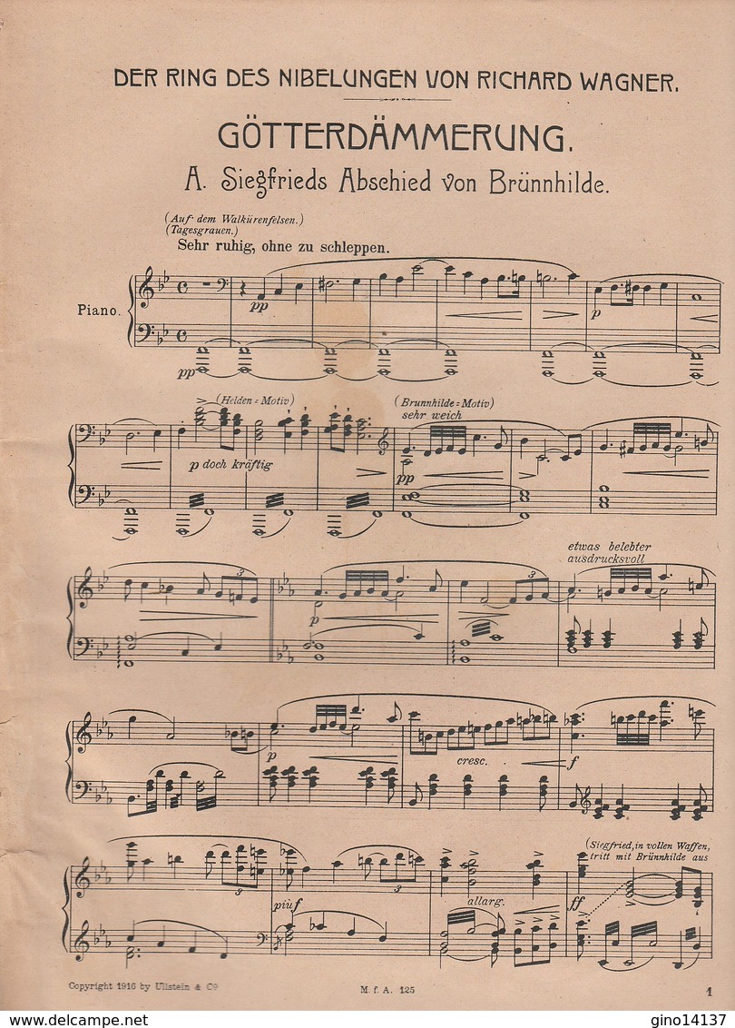 Spartito Musik Fur Alle 125 GOTTERDAMMERUNG Di R. Wagner - Verlag Ullstein & Co - Compositeurs De Comédies Musicales