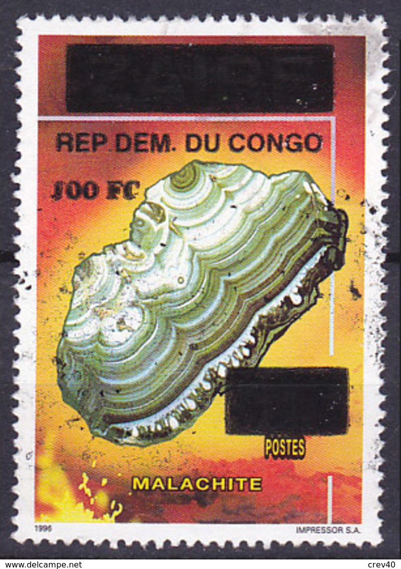 Timbre Oblitéré N° 1531(Michel) Congo 2000 - Minéraux, Malachite, Surchargé - Used