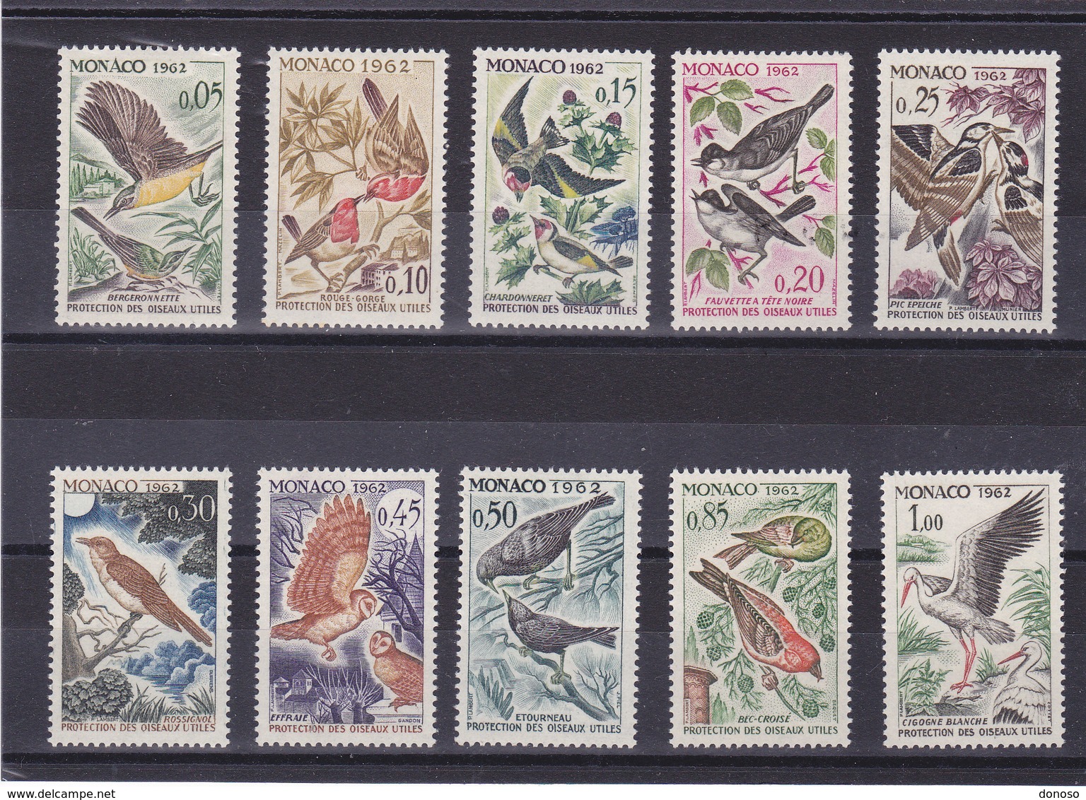 MONACO 1962 OISEAUX Yvert 581-590 NEUF** MNH Cote :18,50 Euros - Ungebraucht